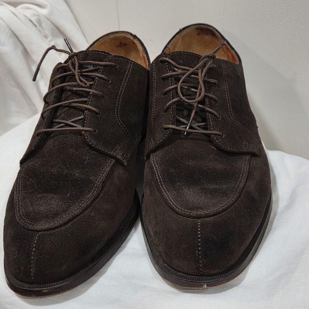 Cole Haan Made in USA Sz 9.5 D Dark Brown Suede Split Toe Derby Oxford Men Shoes - Picture 8 of 16